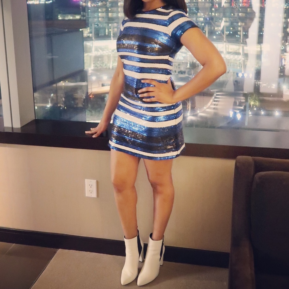 Sequin mini dress.